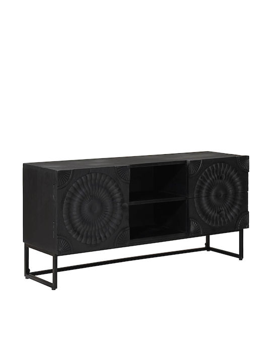 vidaXL TV-Ständer aus Metall & Holz Schwarz M105xP30xH54cm
