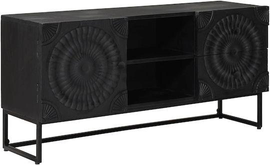TV Stand Metal & Wood Black L105xW30xH54cm