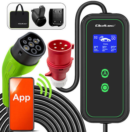 Qoltec Portable Three-Phase Electric Car Charging Station 7kW with Built-in Cable Type 2 (52477)