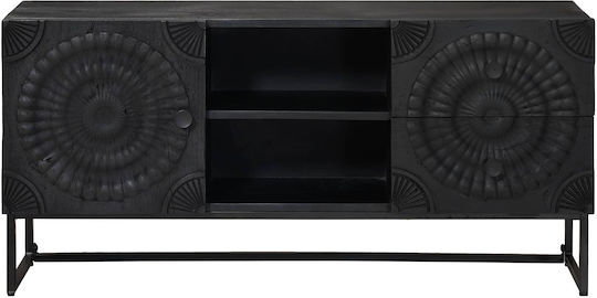 TV Stand Metal & Wood Black L105xW30xH54cm