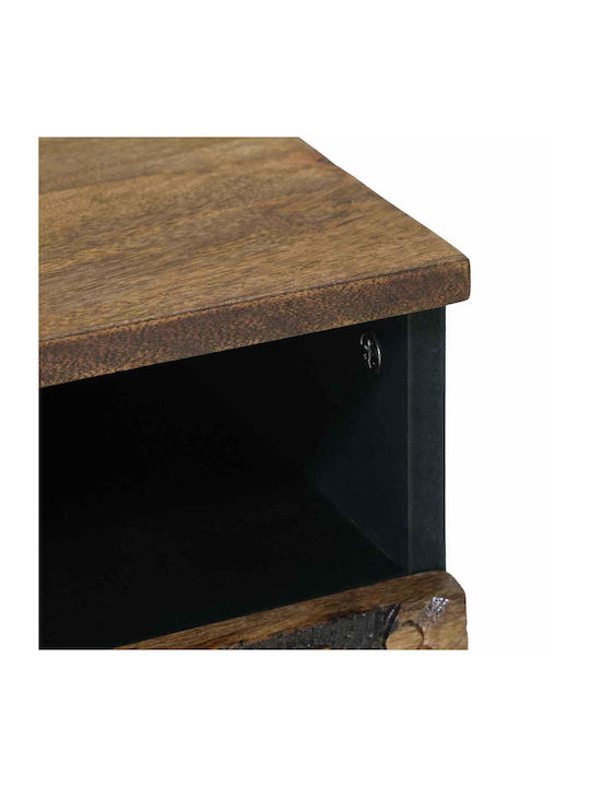 Rectangular Central Wooden Coffee Table with Drawers Brown W80xL54xH40cm
