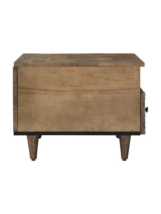 Rectangular Central Wooden Coffee Table with Drawers Brown W80xL54xH40cm