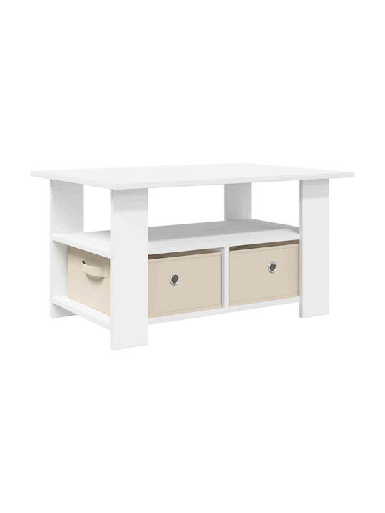 vidaXL Rechteckiger Beistelltisch Aus Holz Mit Schubladen Weiß M77xP55xH42cm