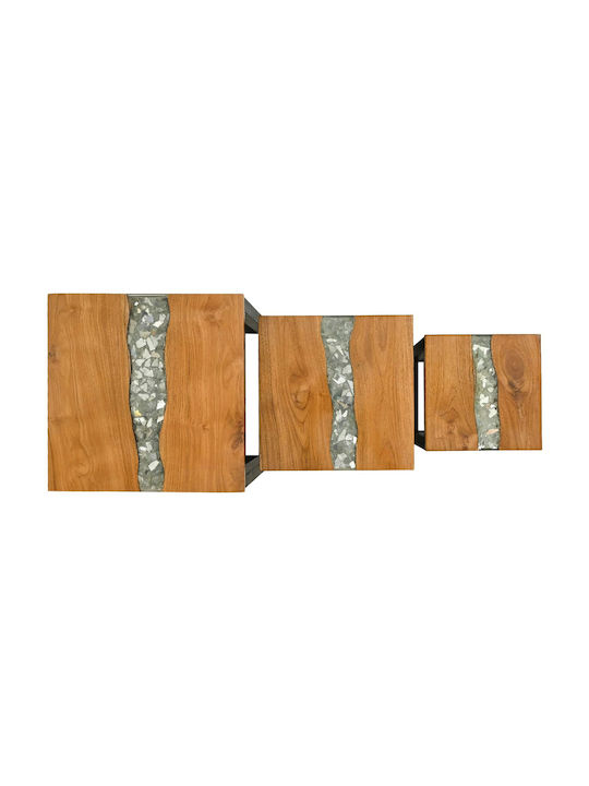 Masă Laterală Rectangulară Din Lemn Maro 3 Buc M39xL39xÎ71cm