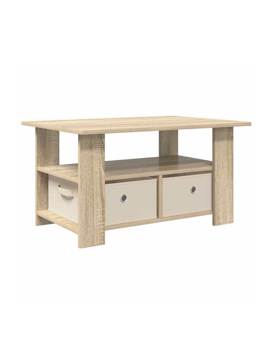 Rectangular Side Wooden Coffee Table with Drawers Oak Sonoma W77xL55xH42cm
