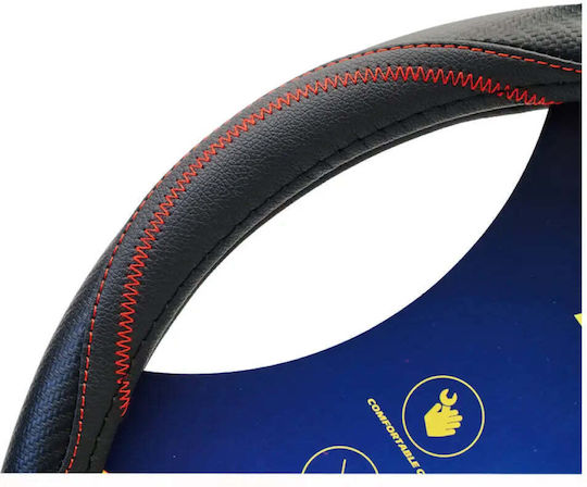 Michelin Steering Wheel Cover Black Red Stitching 36.8 39.4cm Wml-1002-nr