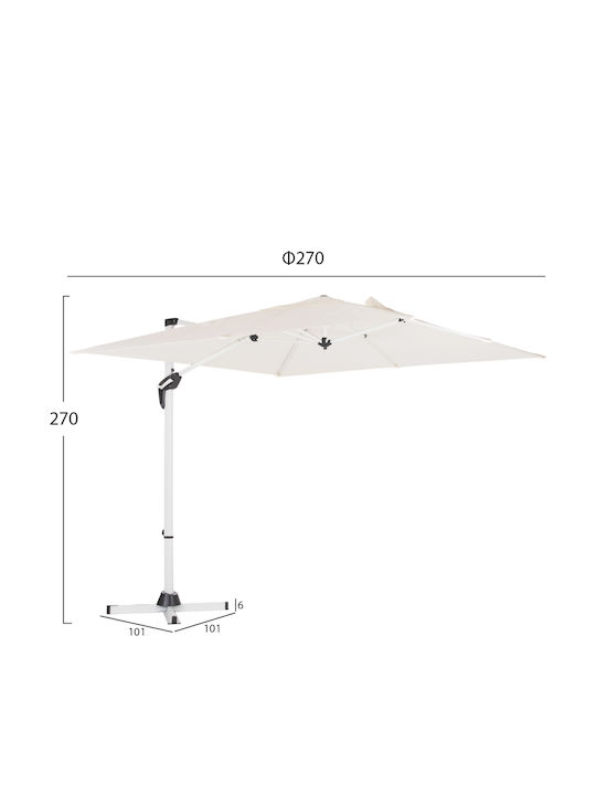 Professional Hanging Aluminum Parasol Javante White 2.7x2.7xH2.7m