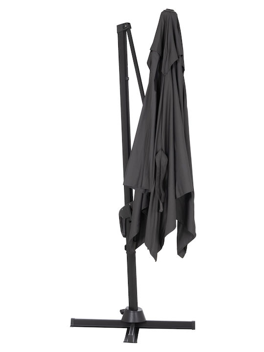Professional Aluminum Floor Parasol Javante Gray with Base 2.7x2.7m