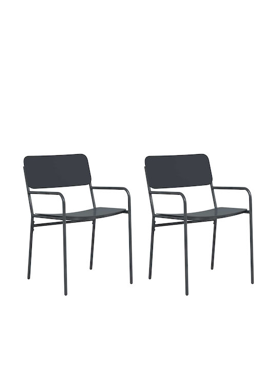 Gartenstühle Metallisch Anthrazit 2Stücke 51x55x81cm