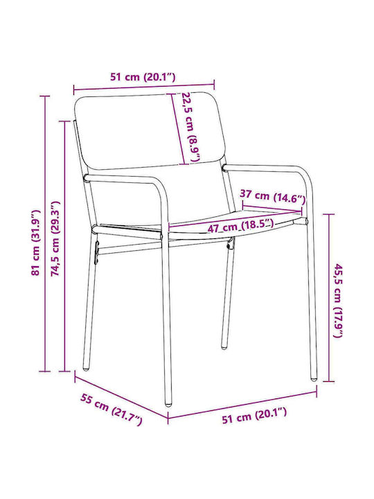 Gartenstühle Metallisch Anthrazit 2Stücke 51x55x81cm