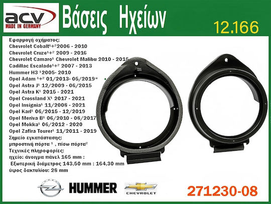 Speaker Ring Car Front BMW X1 Chevrolet Avalanche / Camaro / Cruze / Express / HHR / Impala / Malibu / Silverado / Suburban / Tahoe / Traverse Ford Express Hummer H2 / H3 Opel Astra / Meriva / Zafira / Adam / Insignia / Mokka / Zafira Tourer Renault Express 2pcs