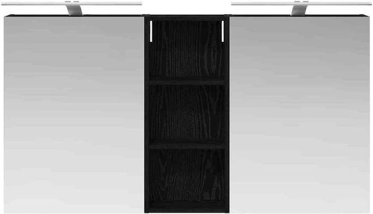 vidaXL Ορθογώνιος Καθρέπτης Μπάνιου Led με Ράφι & Ντουλάπι 130x14.5cm Λευκός