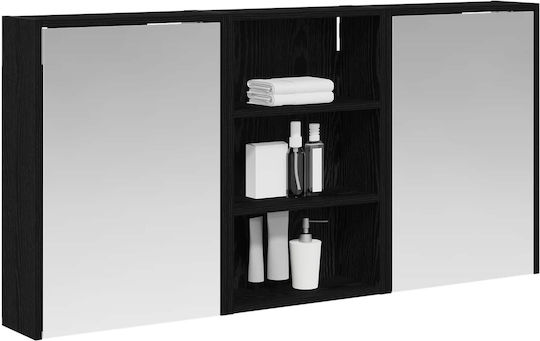 vidaXL Oglindă de Baie cu Lumini LED cu Raft și Dulap 126x16cm Transparentă