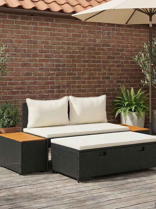 Garten- und Outdoor-Möbelsets 4 Stück Schwarz mit Kissen