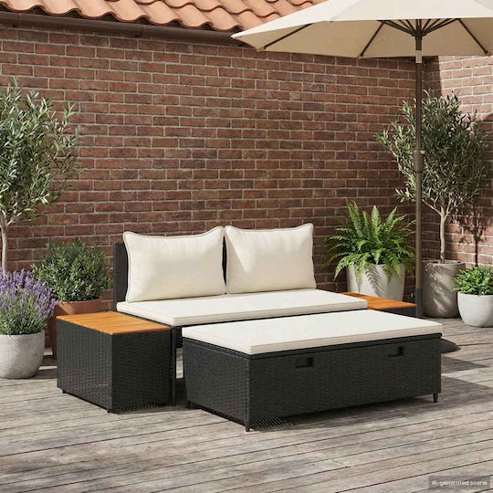 Set Camera De Zi Pentru Exterior 4 Piese Negru Cu Perne