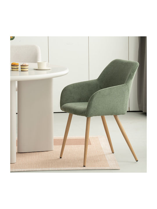 Tiyana Dining Armchair With Fabric Upholstery Green 60.5x55x83cm