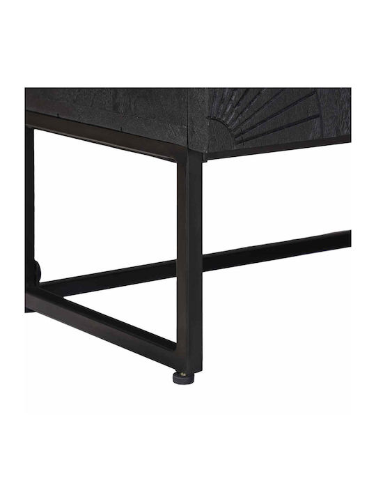 Highboard Floor Living Room Display Cabinet Made of Wood & Metal with Windowed Black 35x30x120cm