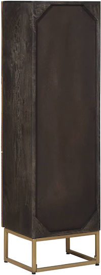 Highboard Βιτρίνα Σαλονιού από Ξύλο & Μέταλλο με Τζάμι Ορείχαλκος 35x30x120cm