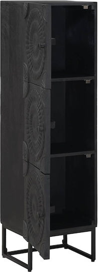 Highboard Living Room Display Cabinet made of Wood and Metal with Windowed Black 35x30x120cm