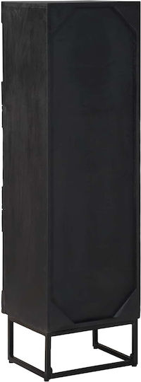 Highboard Living Room Display Cabinet made of Wood and Metal with Windowed Black 35x30x120cm