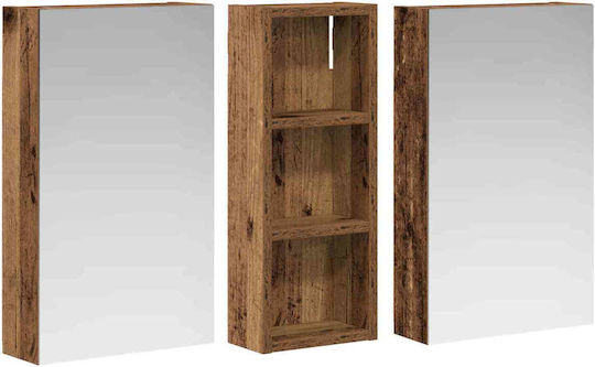 vidaXL Badezimmerspiegel Led mit Regal & Schrank 80x10.5cm Braune