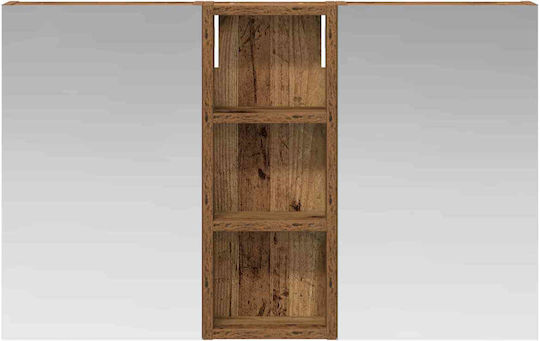 vidaXL Badezimmerspiegel Led mit Regal & Schrank 80x10.5cm Braune