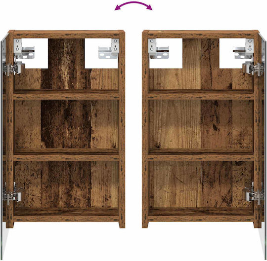 vidaXL Badezimmerspiegel Led mit Regal & Schrank 80x10.5cm Braune