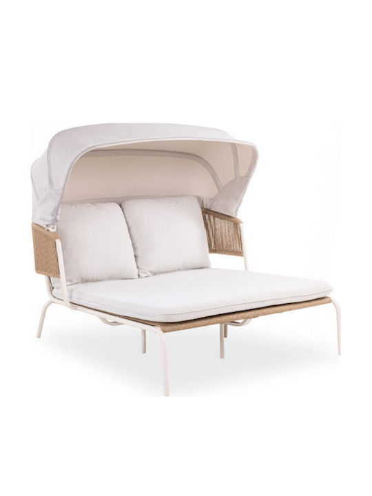 Double Aluminum Deckchair Sanctum with Ecru Sun Shade 146x168x80cm