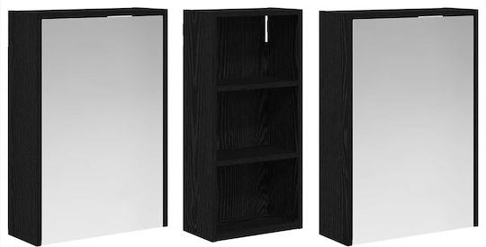 vidaXL Badezimmerspiegel Led mit Regal & Schrank 116x16cm Schwarzer