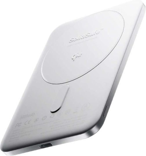 BMX SolidSafe Air MagSafe Qi2 Baterie Externă 5000mAh 15W Cu Port USB-C Argintiu