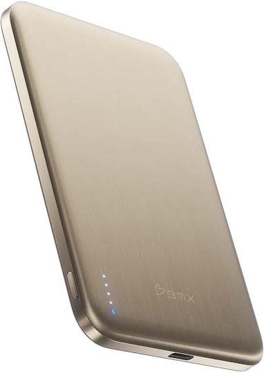BMX SolidSafe Air MagSafe Qi2 Външна Батерия 5000mAh 15W с USB-C Изходен Порт Златист
