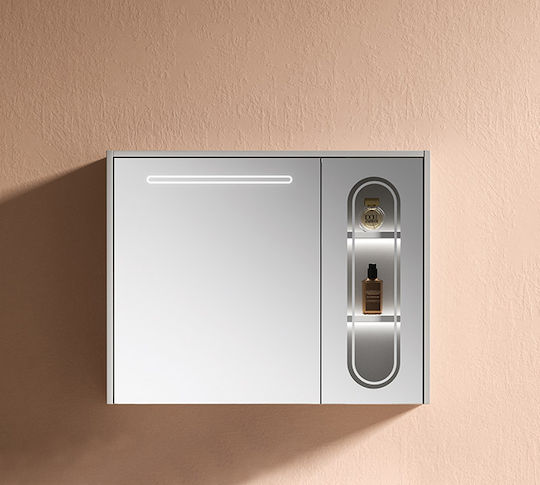 Martin Καθρέπτης Μπάνιου Led από Plywood 76x66cm Γκρι