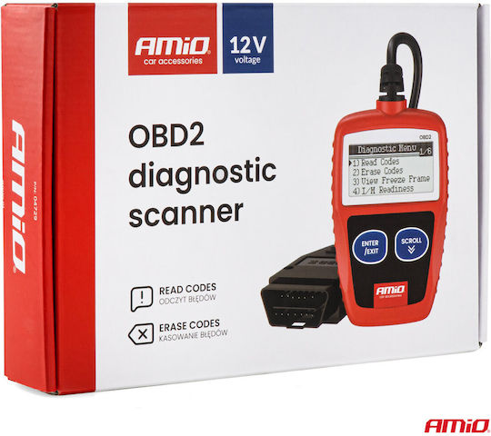 Amio Диагностично Устройство За Автомобили Obd 2 Тип V300 Работно Напрежение 8-18v Lcd Екран 128x64 Пиксела Леки Автомобили-1 Бр 04729/am 04729/am