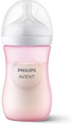 Philips Set Biberoane din Plastic Natural Anti-colici cu Tetină din Silicon Roz 260ml