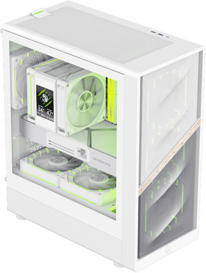 GameMax AERIS 330 MW Gaming Mini Tower Computer Case with Side Window and RGB Lighting White