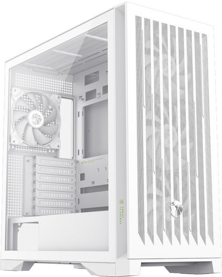 GameMax LEADER 2 Gaming Midi Tower Κουτί Υπολογιστή με Πλαϊνό Παράθυρο και ARGB Φωτισμό Λευκό