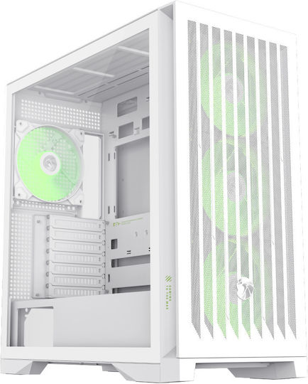 GameMax LEADER 2 Gaming Midi Tower Κουτί Υπολογιστή με Πλαϊνό Παράθυρο και ARGB Φωτισμό Λευκό