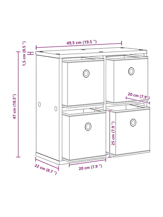 Βιβλιοθήκη Καπνιστό Δρύς 49.5x22x47εκ.