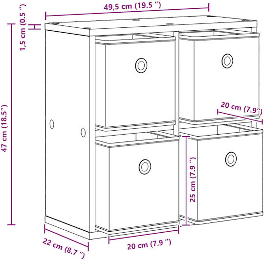 Living Room Cabinet Made of Particle Board Old Wood 49.5x22x47cm