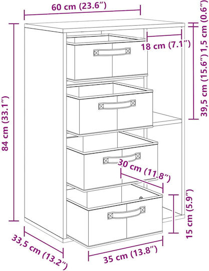 Living Room Display Cabinet Made of Particle Board Oak Sonoma 60x33.5x84cm