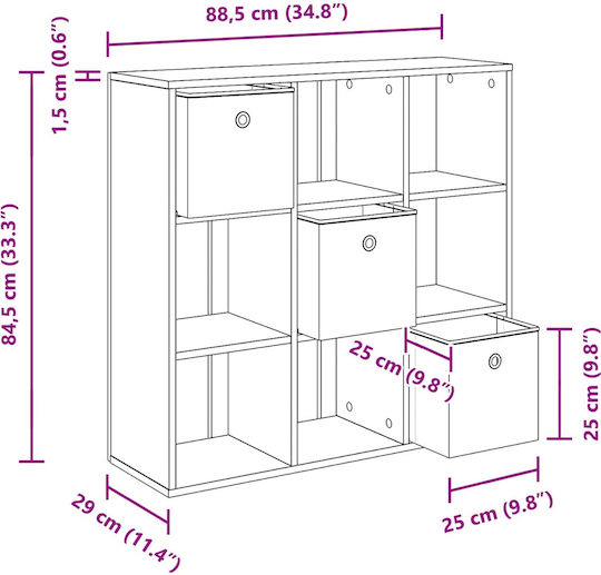 Wohnzimmerschrank aus Spanplatte in Altholzoptik 88,5 x 29 x 84,5 cm