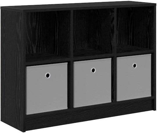 Living Room Display Cabinet Made of Black Particle Board Oak 88.5x27.5x63.5cm