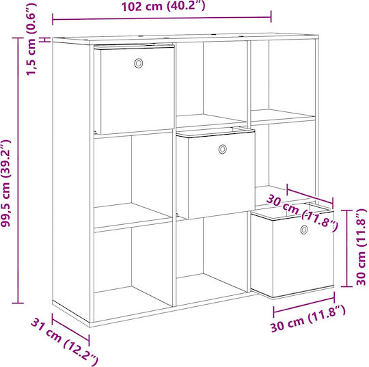vidaXL Kleine Aufbewahrungsmöbel Holz Nischenschrank mit 3 Schubladen M102xT31xH99,5cm
