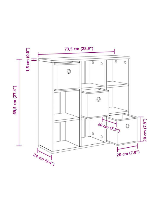 Gray Sonoma Floor Cabinet 73.5x24x69.5cm