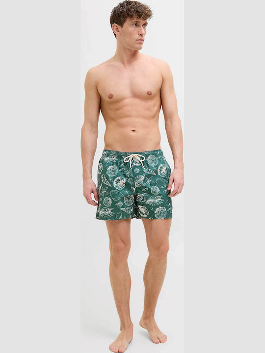 Men's Swimwear Shorts Mallard Green with Patterns