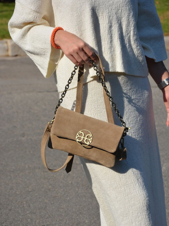 Clelia Leather Women's Shoulder Crossbody Bag Suede Brown