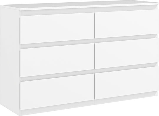 Συρταριέρα Κρεβατοκάμαρας mit 6 Schubladen White 120x39x75cm