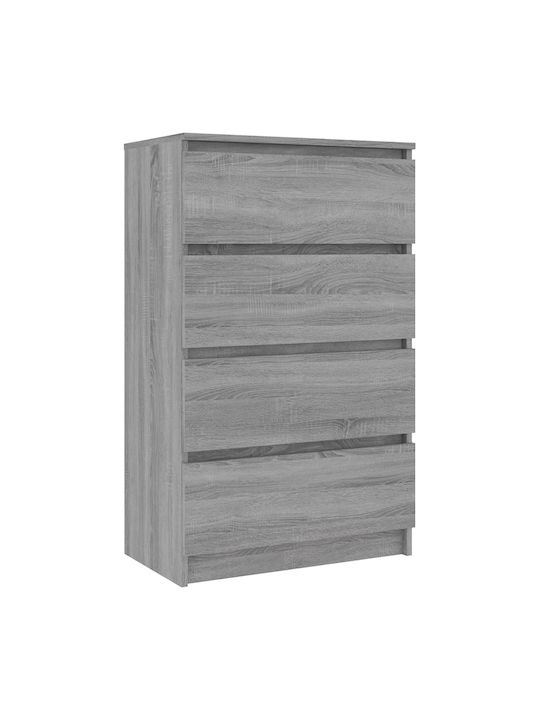 Wooden Chest of Drawers with 4 Drawers Grey Sonoma 60x35x98.5cm