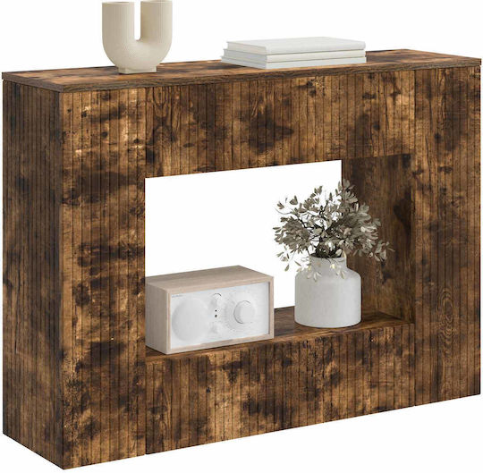 Wooden Console Striped Smoked Oak M101xW29xH74cm