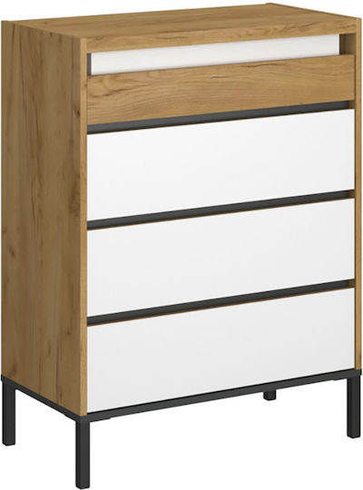 Palmor Wooden Chest of Drawers with 4 Drawers Χρυσό Δρυς / Λευκό 77x40x101cm